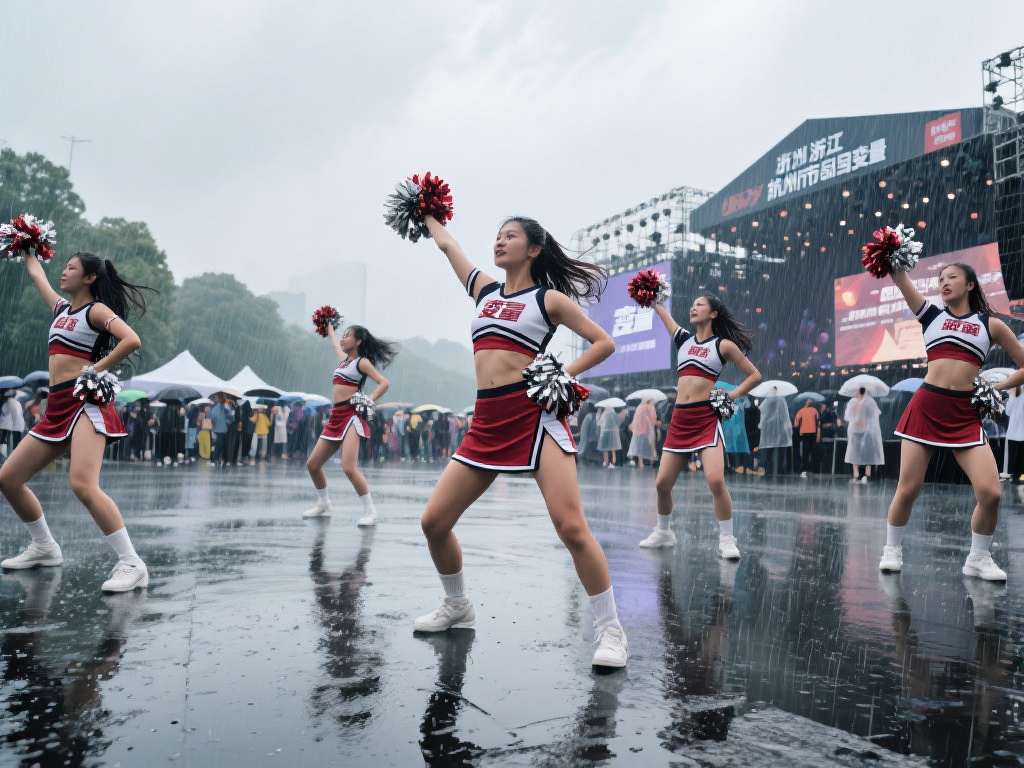 浙江啦啦队户外舞蹈视频:杭州天气,瞬息万变 以这次浙江啦啦队的拍摄为例,原本计划好的
